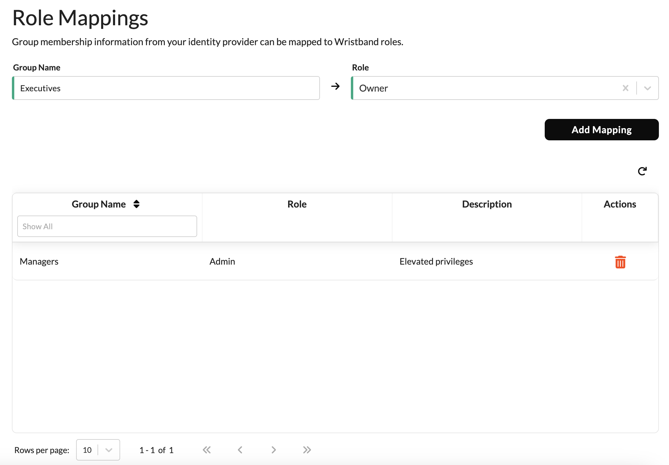 External IDP Role Mapping in Wristband Dashboard