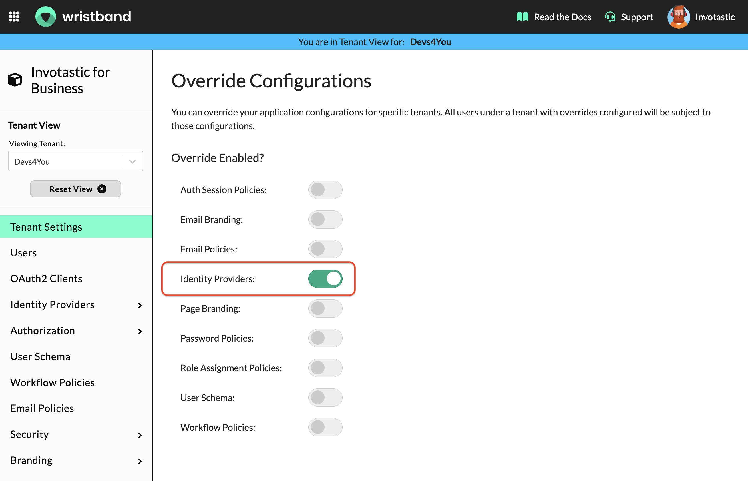 IDP Tenant Override